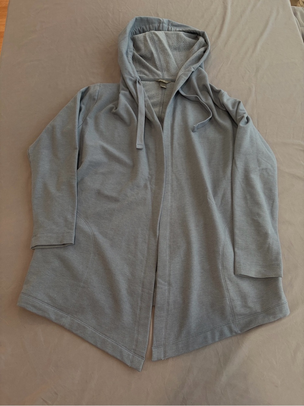 Women’s Eddie Bauer Dusty Blue Hooded Open-Front Cardigan Small